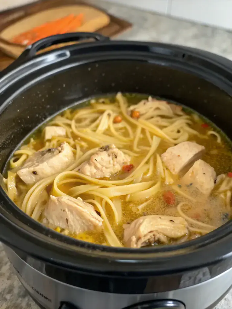 Craving comfort food but short on time? Whip up creamy chicken and noodles in the crockpot—easy one-pot meal with time-saving tips. Try this hassle-free recipe tonight!